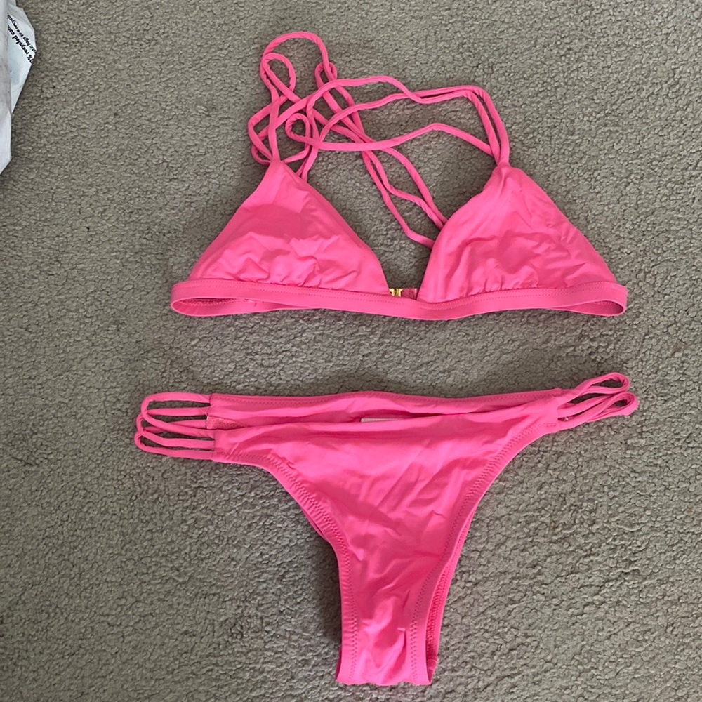 Milly Cabana Pink Strappy Bikini
